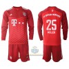 Maglia da Calcio a Maniche Lunghe FC Bayern Monaco Thomas Muller 25 Casa 2021-22 per Bambino